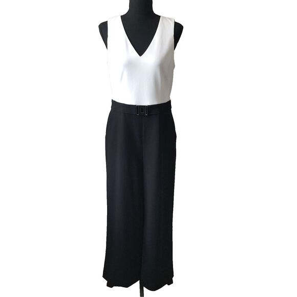 Karl Lagerfeld Pants - Karl Lagerfeld Paris Jumpsuit Womens 6 Scuba Crepe Belted Wide Leg Cropped City